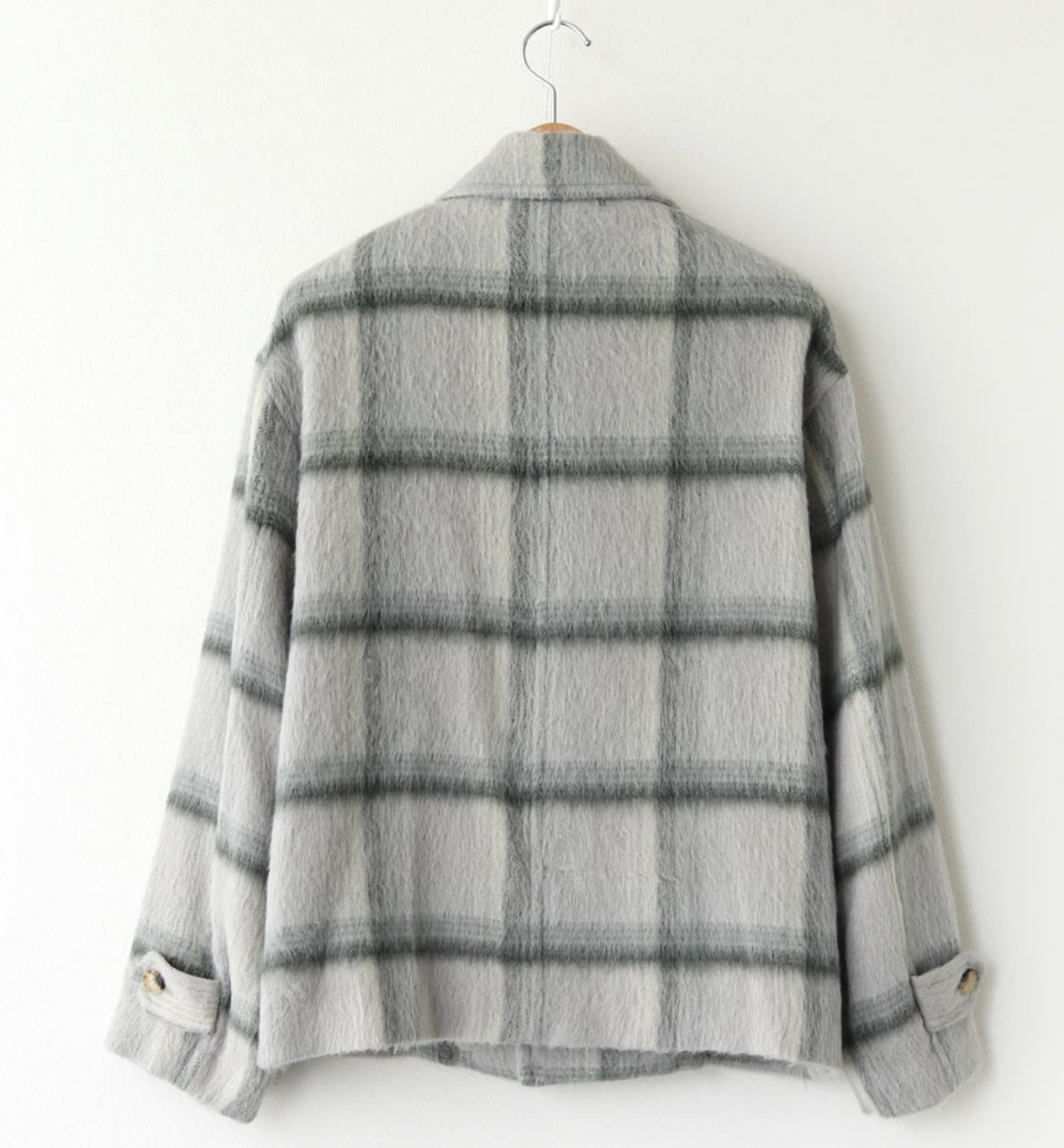 少穿近全新 20AW AURALEE SURI ALPACA SHAGGY CHECK BLOUSON GRAY GREEN CHECK 4號