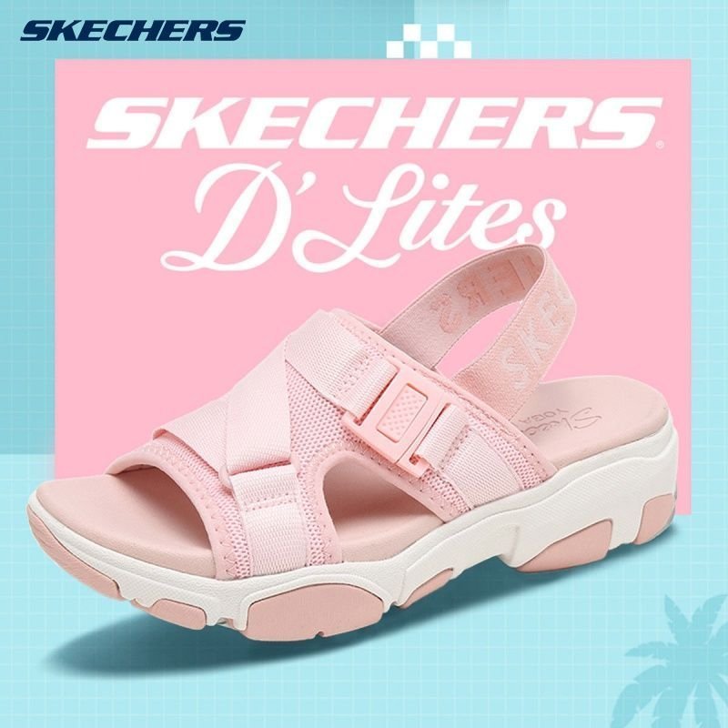 100原廠％Skechers斯凱奇女鞋2021夏季新款時尚百搭沙灘鞋厚底增高運動涼鞋女163051