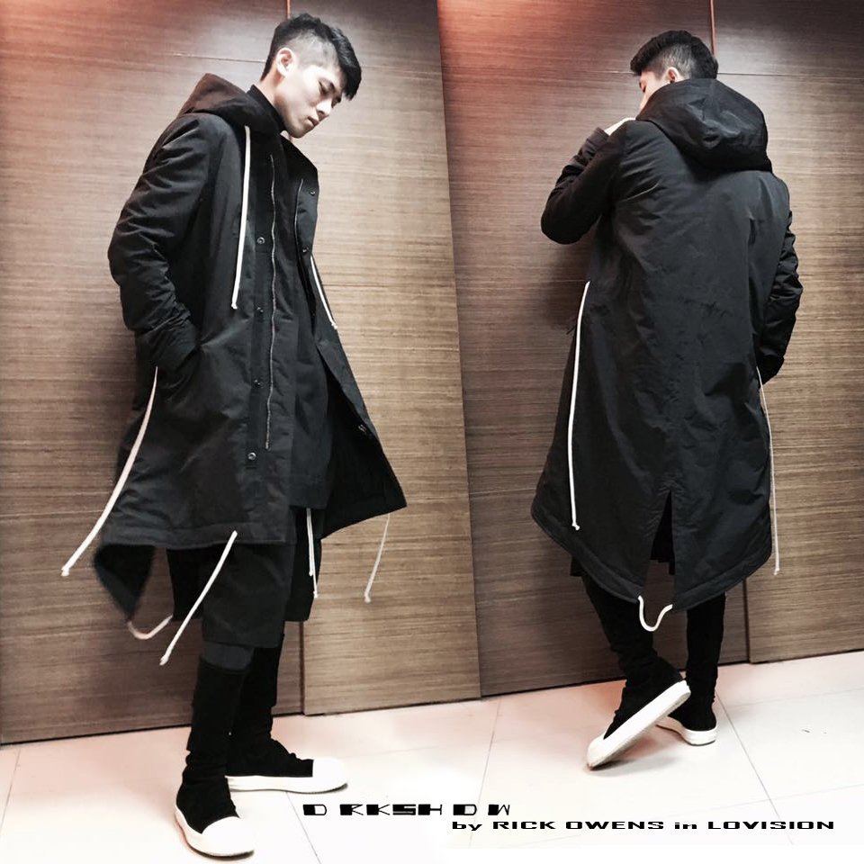 羅崴森林] 現貨RICK OWENS DRKSHDW FISHTAIL PARKA黑色連帽長