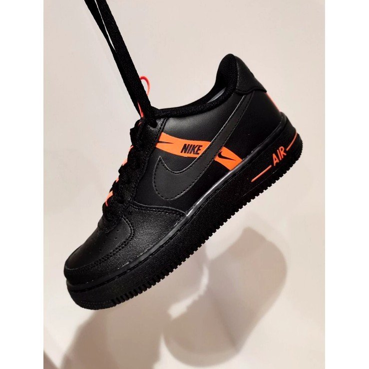 正品】NIKE Air Force 1 LV8 KSA GS 女休閒復古黑橘【運動世界】CT4683