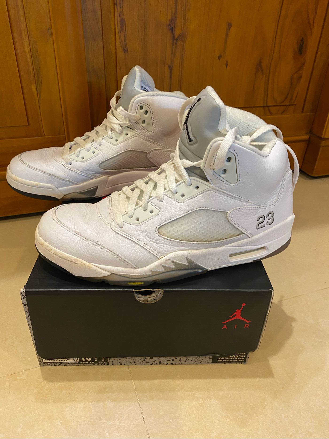 Nike Air Jordan 5 Retro白銀流川楓冰底US10現貨八成五新男鞋經典款