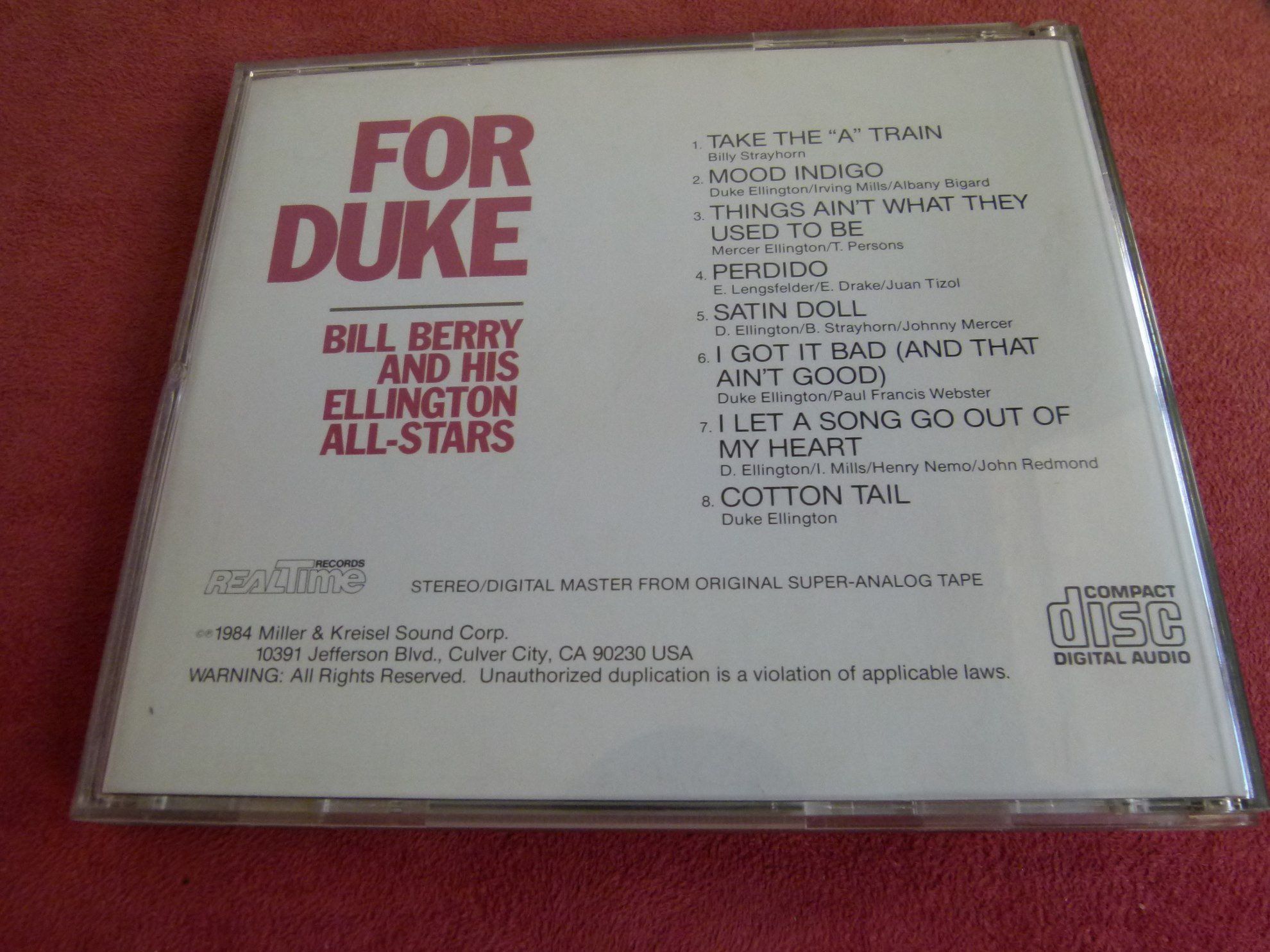 TAS絕版銘盤FOR DUKE，BILL BERRY AND HIS ELLINGTON ALL-STARS