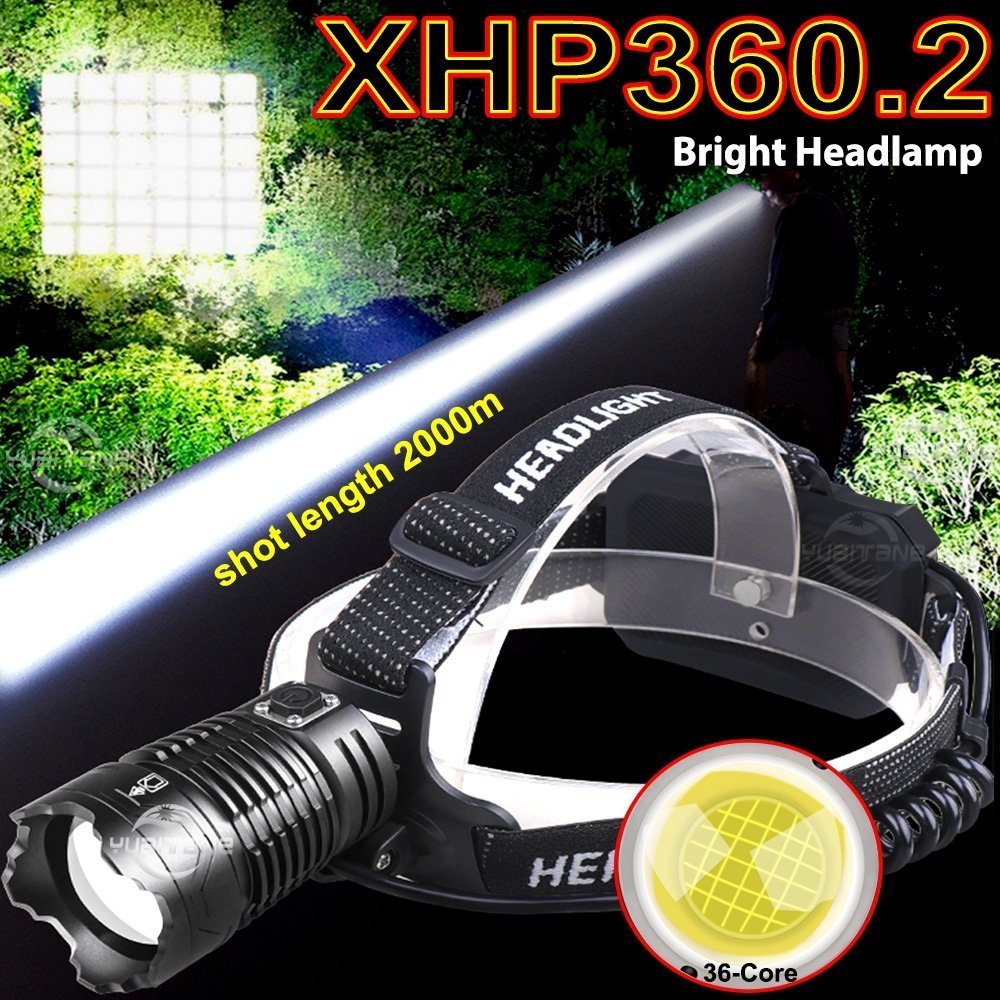 1000000LM XHP360 大功率 LED 頭燈 XHP199 XHP160 戶外