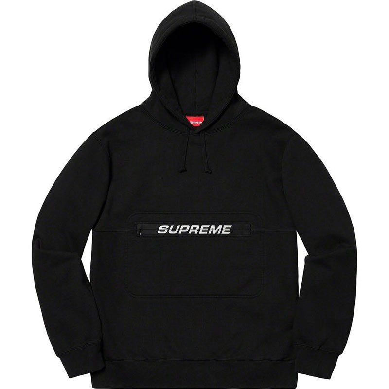 現貨熱銷-Supreme 19FW Zip Pouch Hooded 拉鍊口袋連帽長袖帽TEE