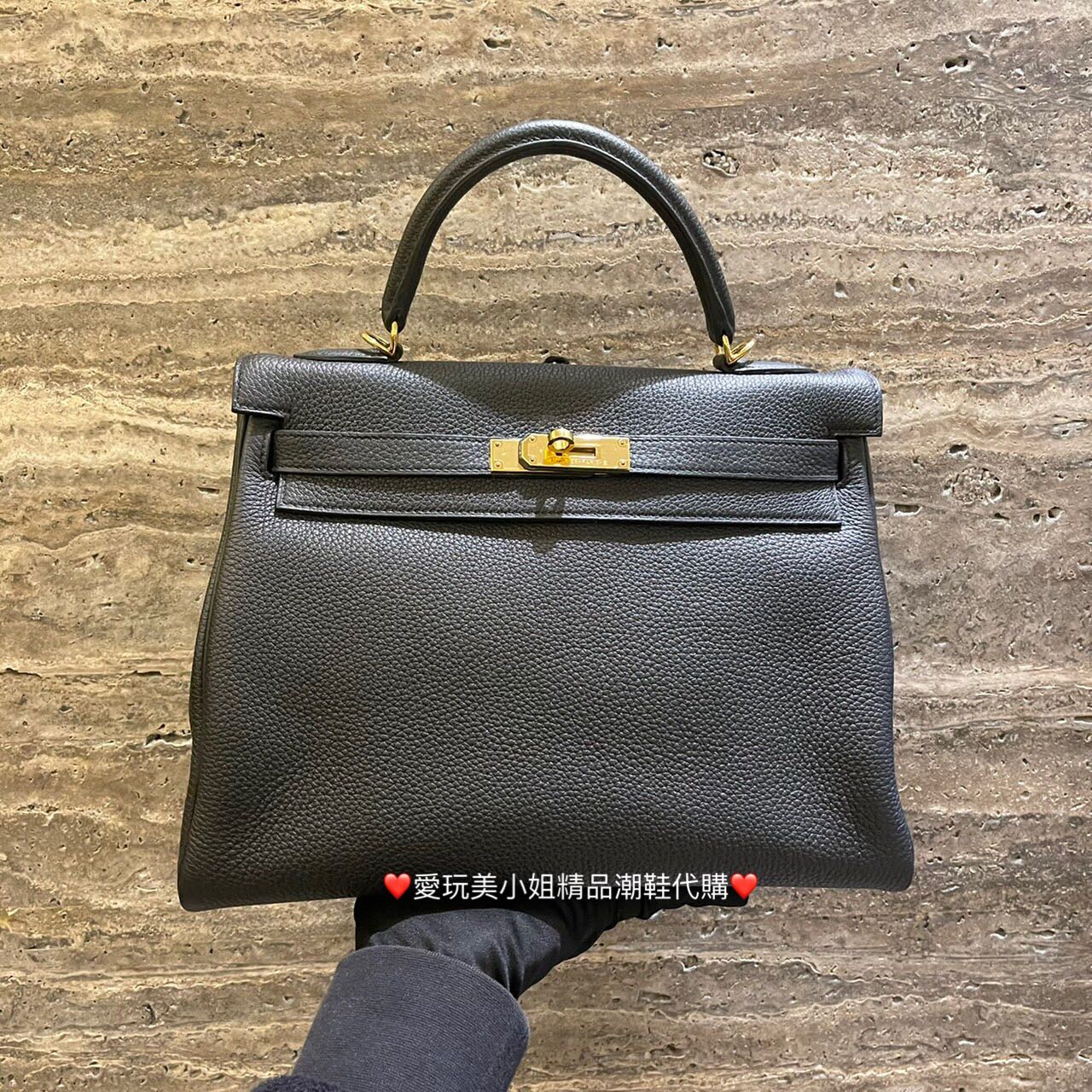 Hermes 愛馬仕Kelly 32 Togo C刻黑金(二手極新） | Yahoo奇摩拍賣