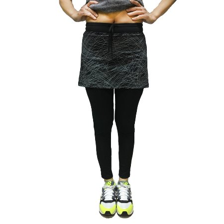 DIBO弟寶-SOFO SPORT機能服飾 女生 假兩件式 運動褲裙 顯瘦長束褲 可愛裙擺 瑜珈有氧 吸濕快排