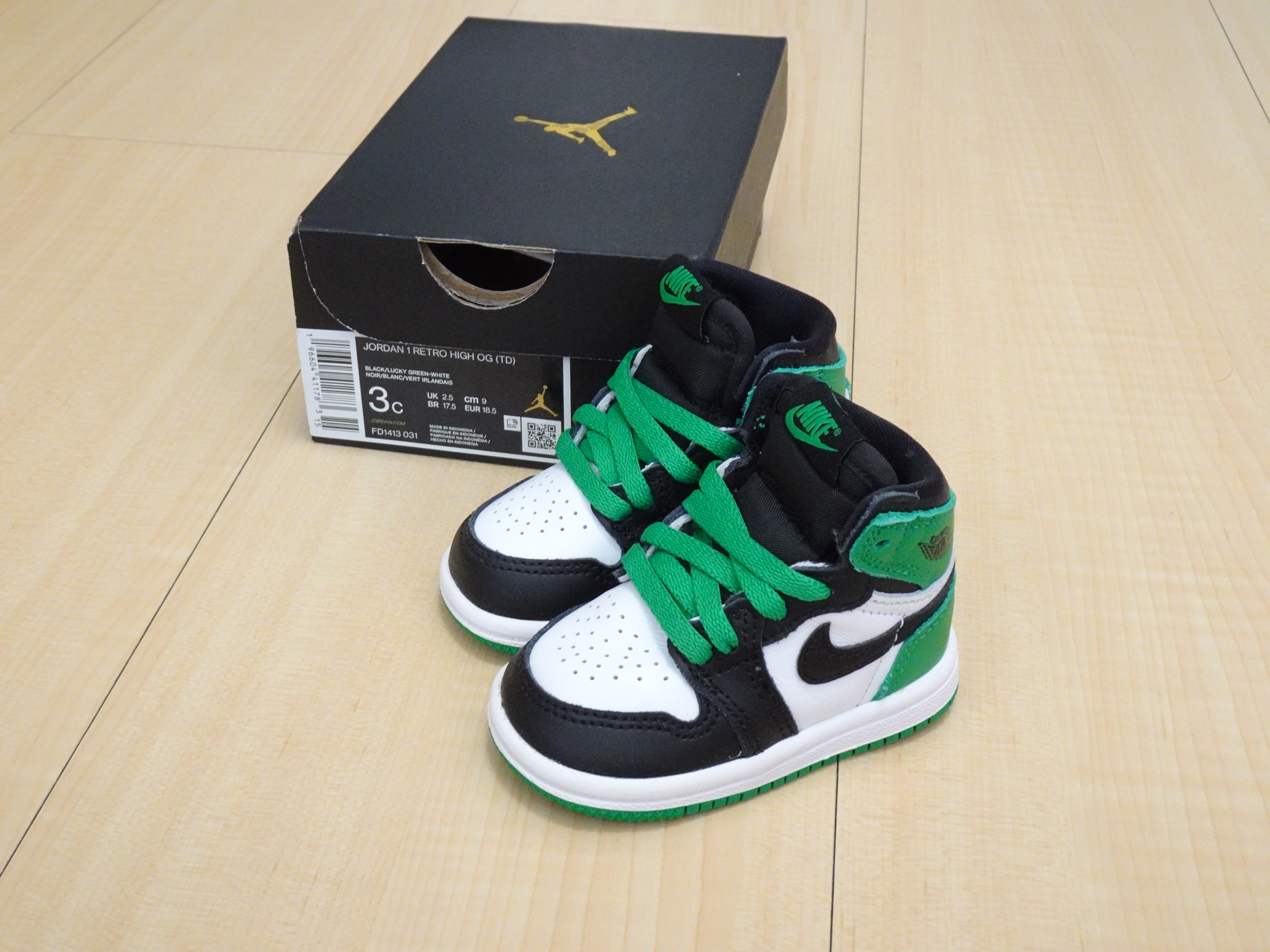 Nike Air Jordan 1 Retro 高筒OG嬰幼兒鞋款縮小版尺寸3C=9cm FD1413