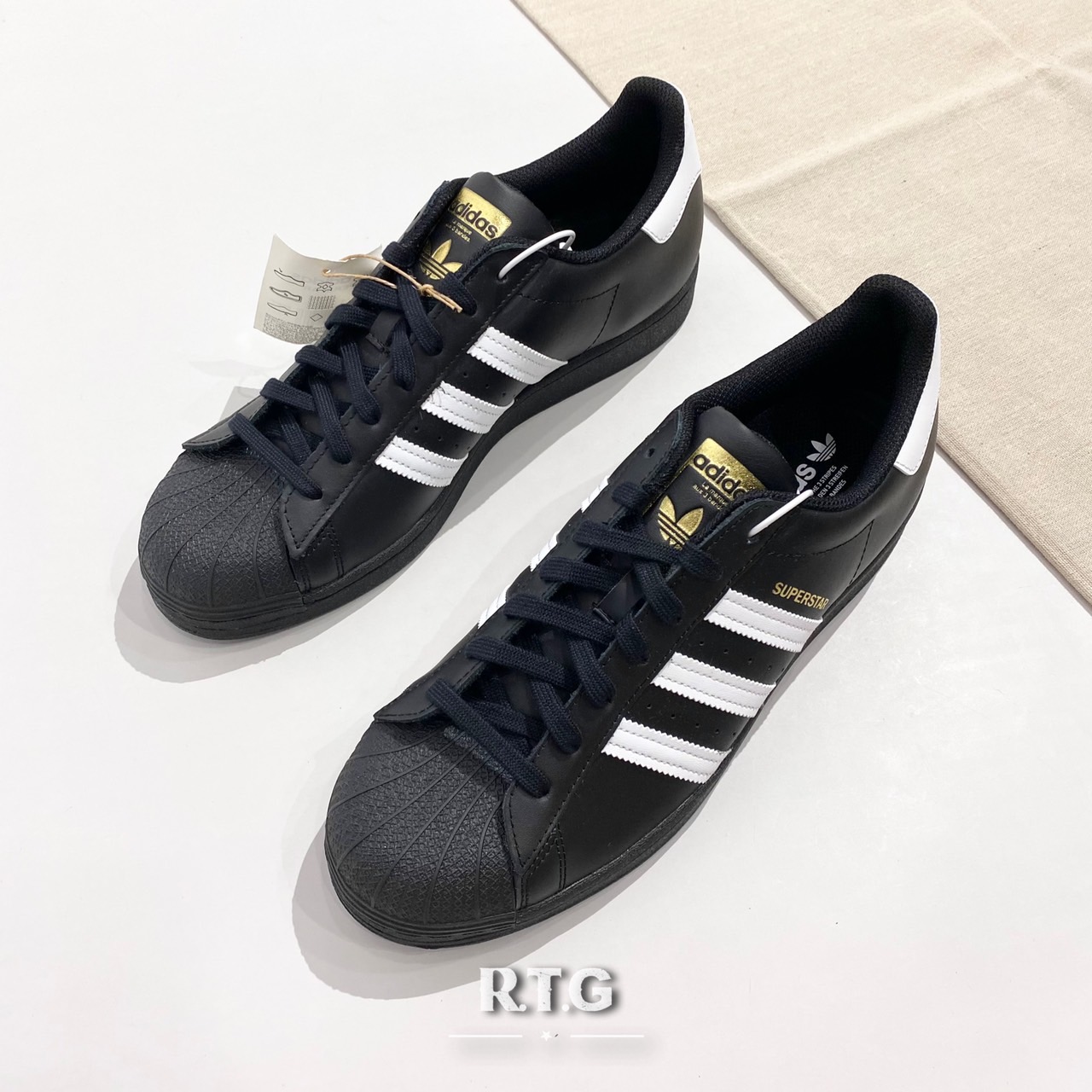 RTG】ADIDAS ORIGINALS SUPERSTAR 黑白金標復古貝殼頭皮革男女EG4959