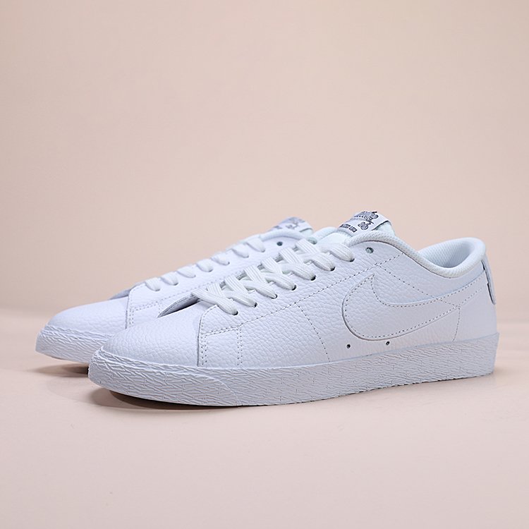 NIKE SB ZOOM BLAZER LOW NBA 全白皮革休閒運動板鞋男女鞋AR1576-114