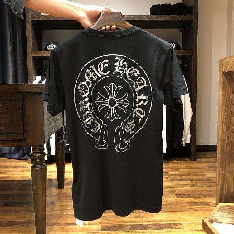 全館免運 正品Chrome hearts 克羅心CH新款19SS背後十字架馬蹄鐵logo短袖T恤tee 可開發票