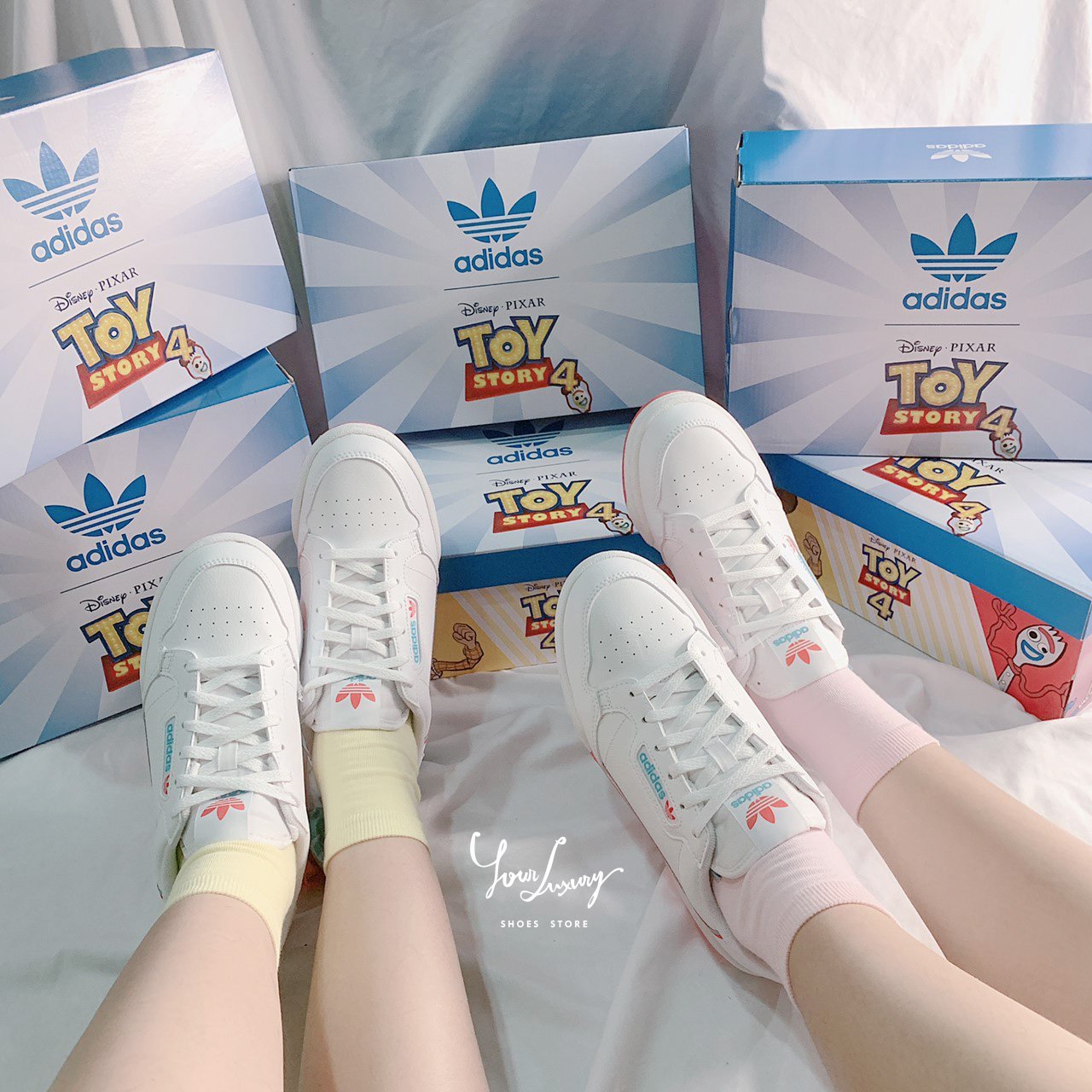 【Luxury】現貨 Adidas Continental 80 X 玩具總動員 叉奇 FORKY 大童 親子鞋 女款