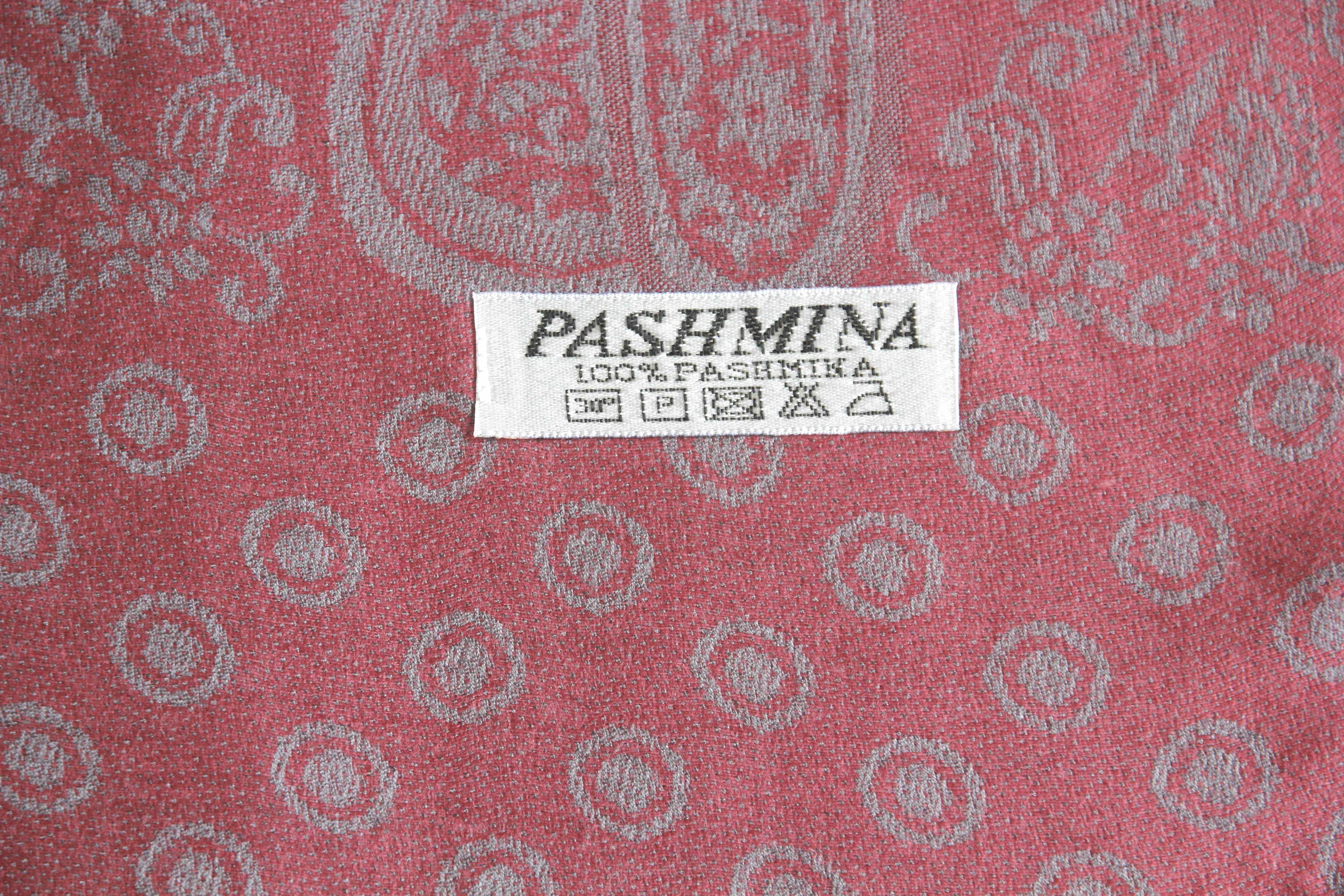 正品100%PASHMINA喀什米爾羊毛雙面會呼吸的圍巾披肩-梅紅圈圈-送禮自用溫暖貼心禮物