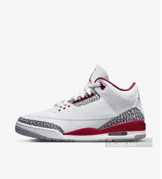 免運NIKE Air Jordan 3 Retro “Cardinal Red 鮮紅CT8532-126【GL代購