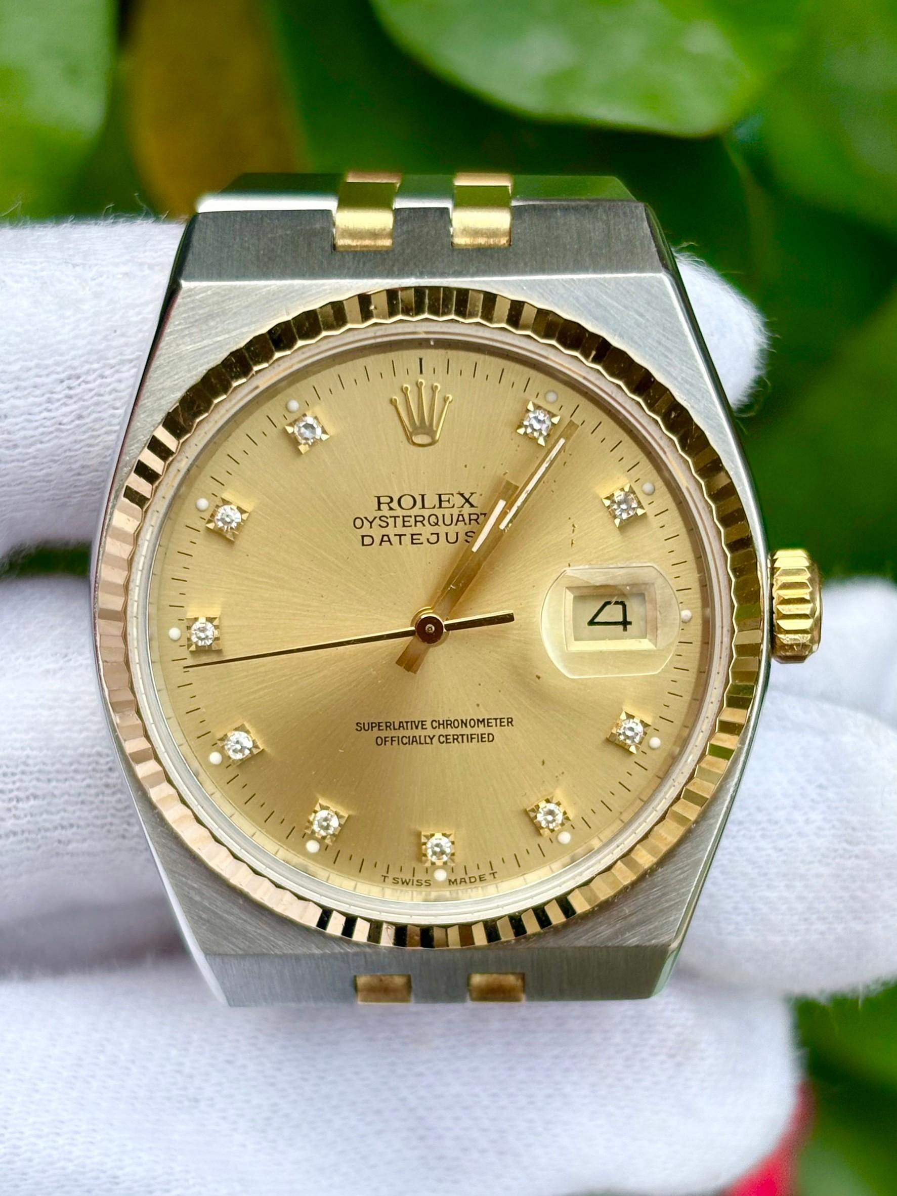 勞力士 ROLEX 型號17013 動力來源5035  石英動力 18k半金錶帶 錶徑36mm 1989年