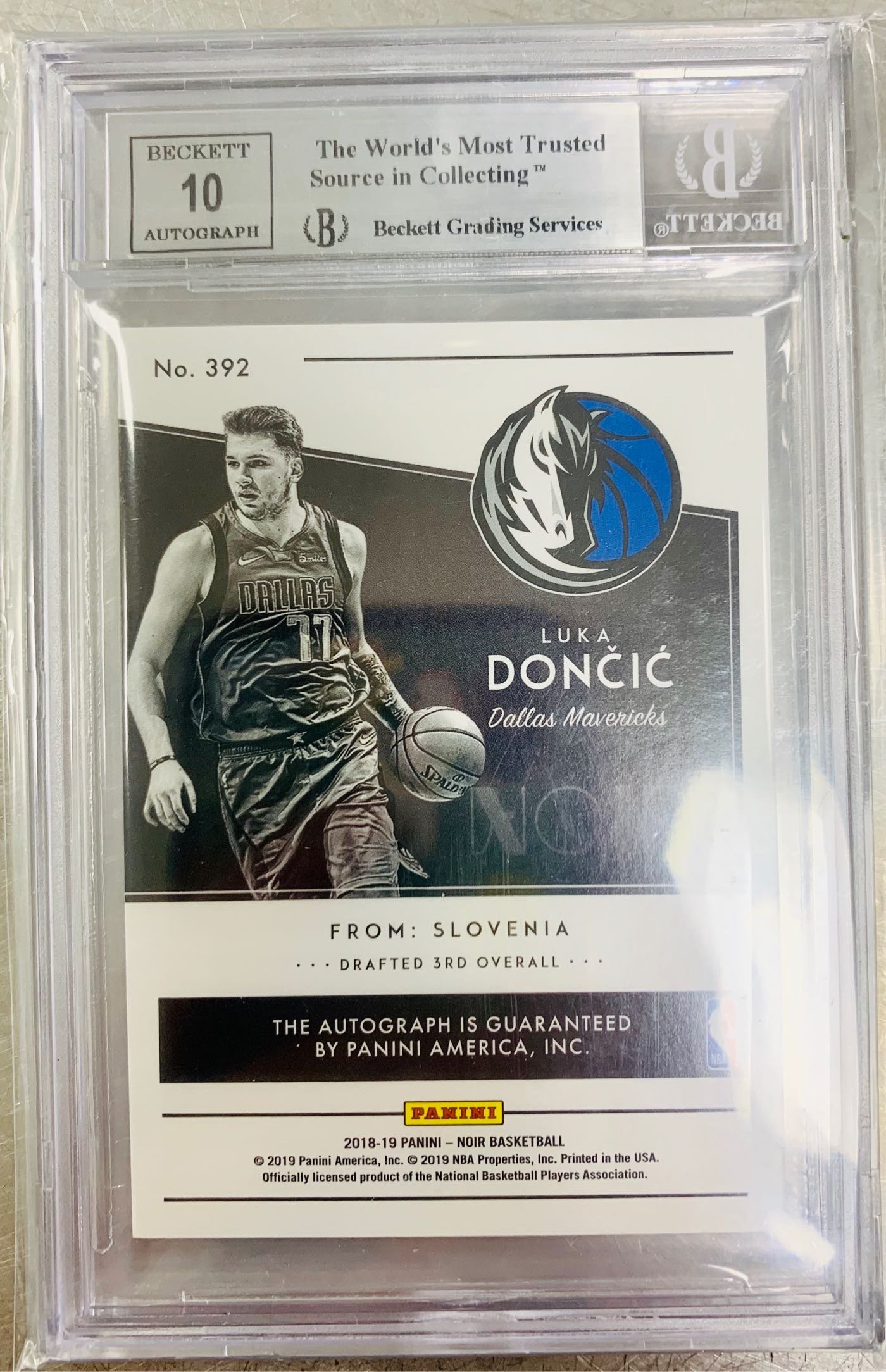 2018-19 Panini Noir Luka Doncic RC 新人鑑定簽名卡BGS9/10 限定買家