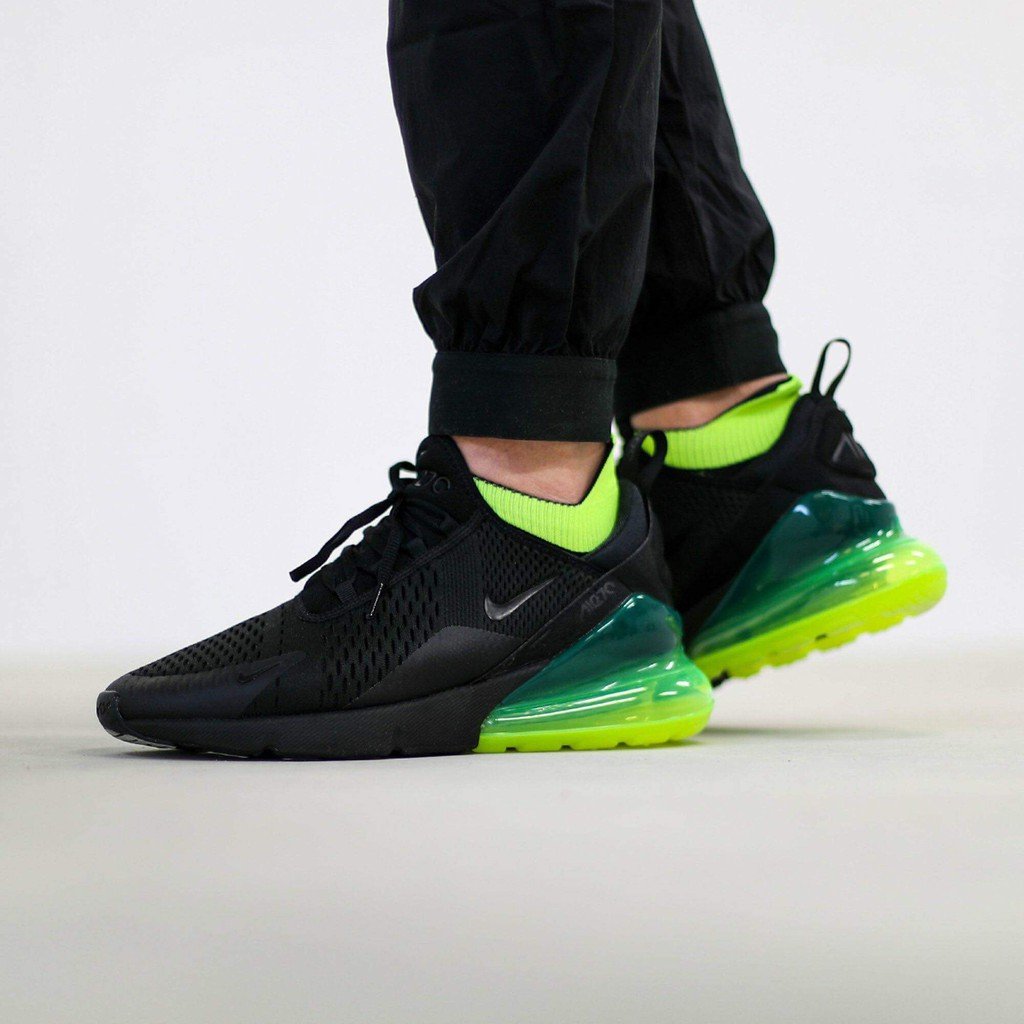 Nike Air Max 270 Black/Volt 黑綠 螢光綠 氣墊 慢跑 男 AH8050 011