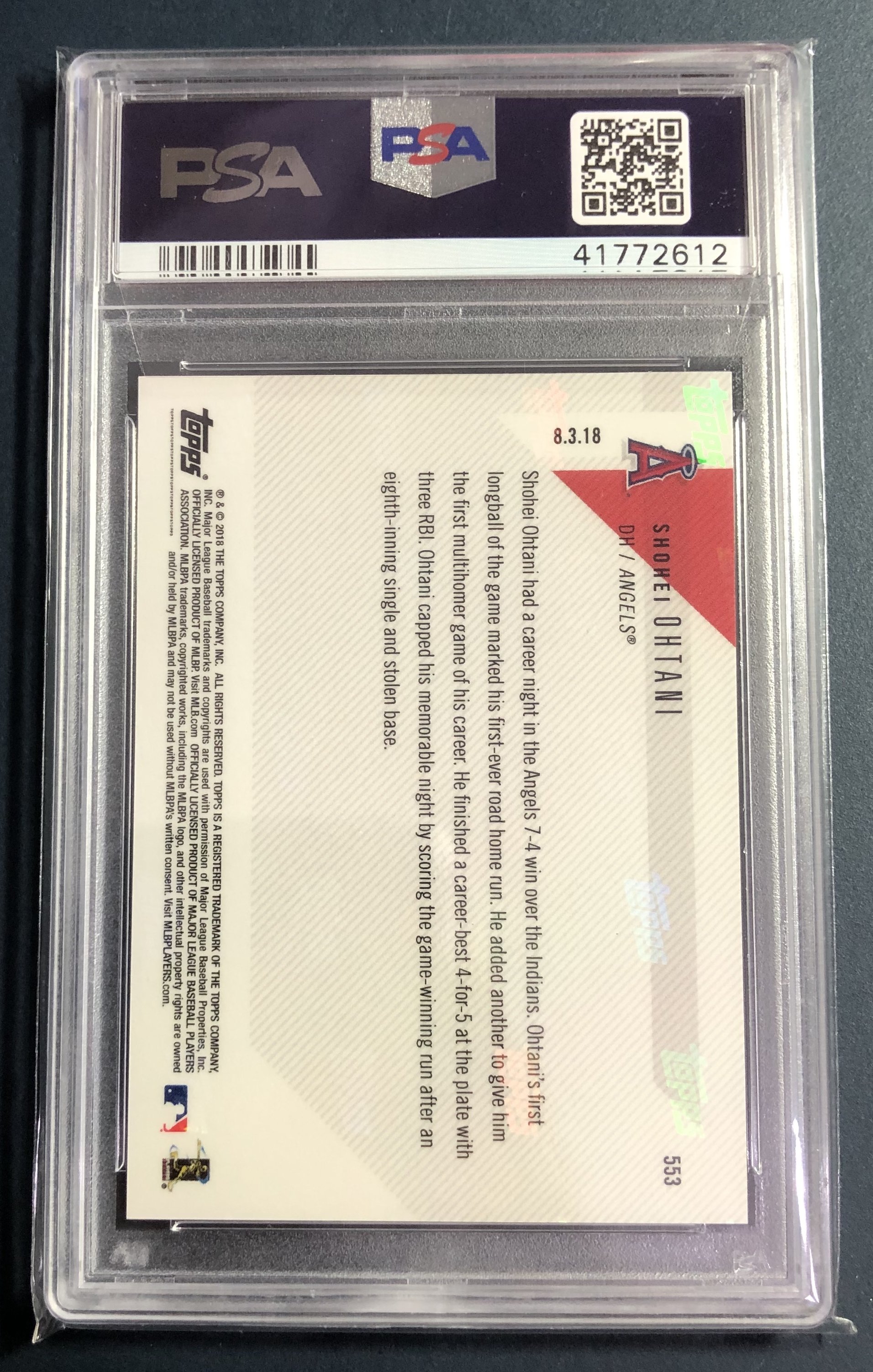 2018 Topps Now Japanese Shohei Ohtani RC #553 PSA 10 大谷翔平球卡