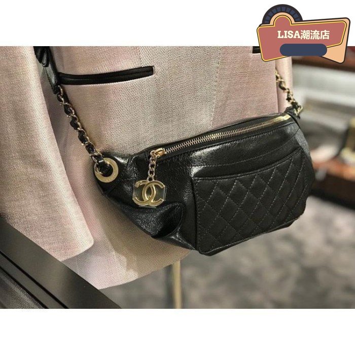 LISA二手  Chanel 香奈兒 A57832 Chanel Bi Quilted Waist Bag 小牛皮鍊帶腰