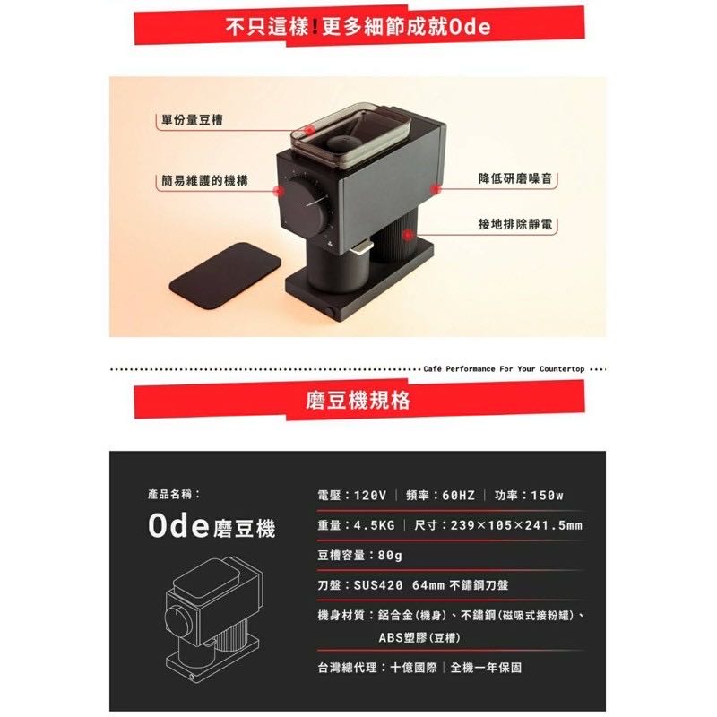 FELLOW Ode Brew Grinder 精準磨豆機64mm大刀盤義式/單品適用現貨黑/白