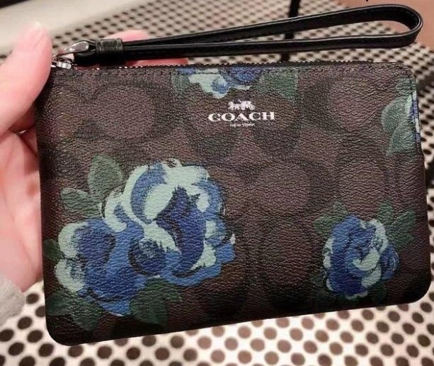 （Outlet特惠）COACH 39150 新款女士花朵拉鏈手拿包 零錢包 附購買證明