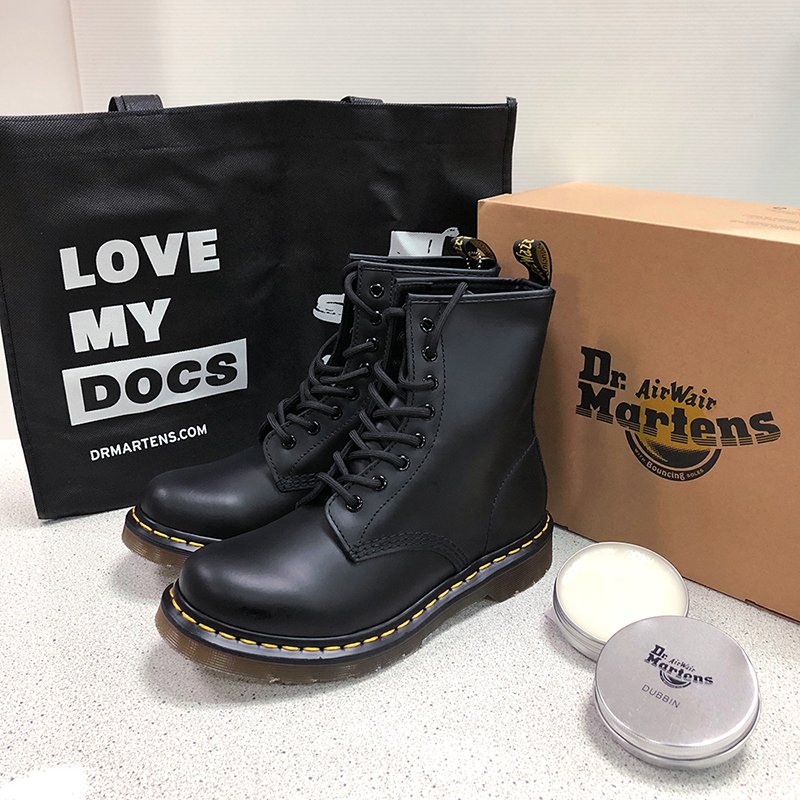 Dr.Martens 馬丁鞋馬汀鞋經典1460 8孔黑色硬皮【 BRITISH LOOK