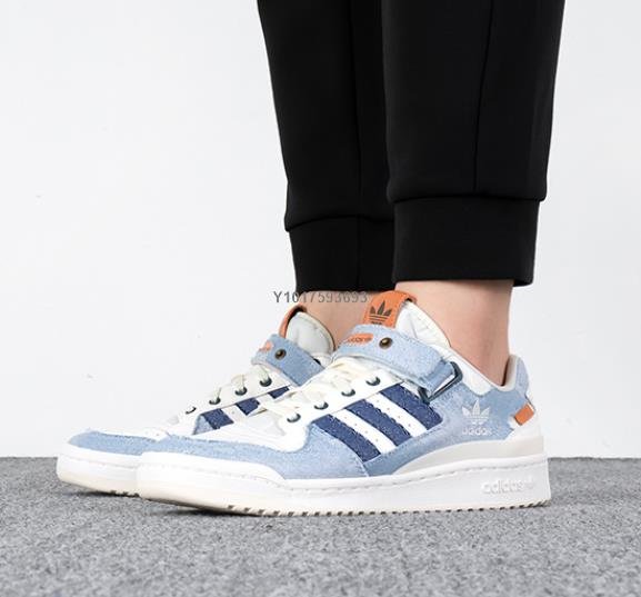 adidas Originals Forum 牛仔 藍 拼接 魔鬼氈 復古 休閒 百搭滑板鞋HQ6334男女鞋