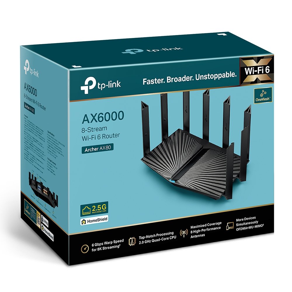 公司貨~TP-Link Archer AX80 AX6000 WIFI6 四核心WIFI分享器無線分享器