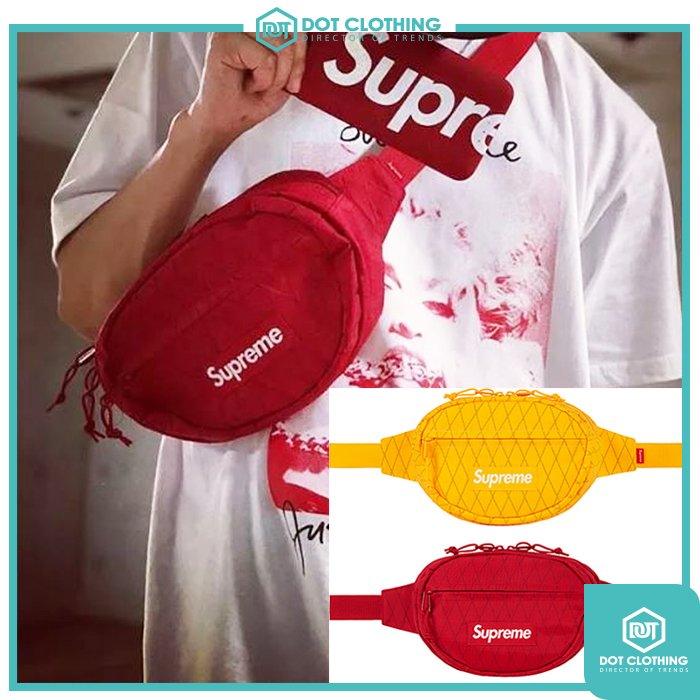 DOT聚點2018 FW Supreme 45th Waist Bag BOX LOGO 紅黃菱格腰包隨身