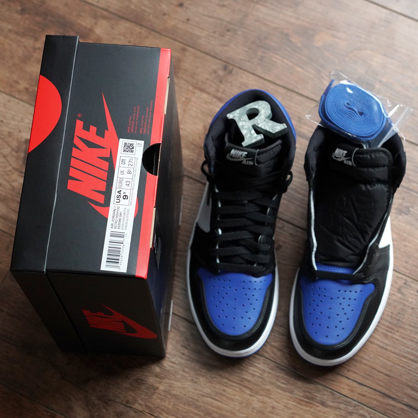 R'代購NIKE AIR JORDAN 1 GAME ROYAL 黑藍腳趾藤原浩小閃電555088-041