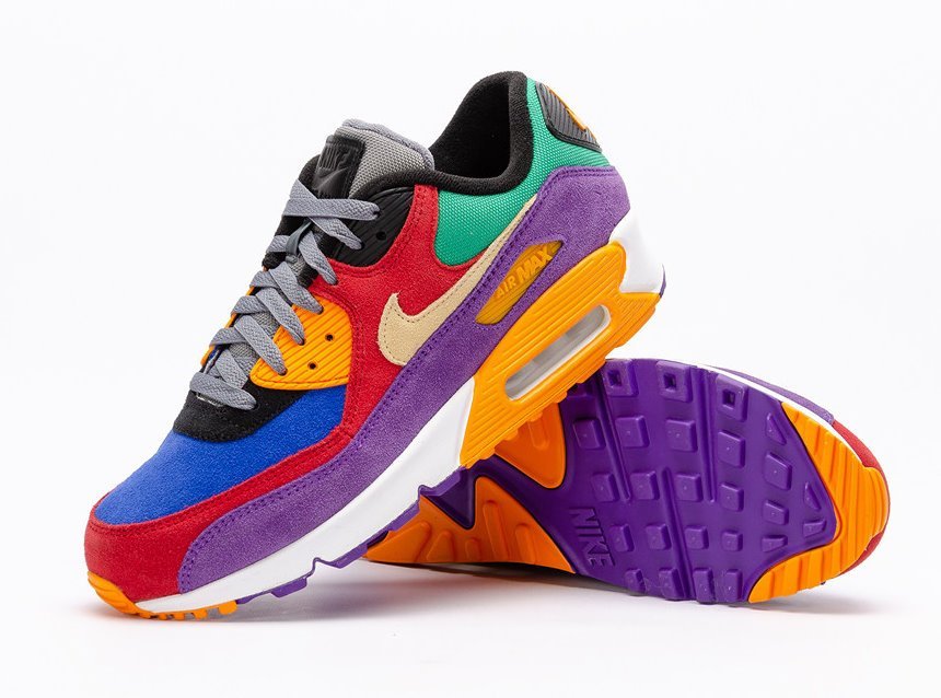 CodE= NIKE AIR MAX 90 QS VIOTECH 麂皮慢跑鞋(紅彩虹) CD0917-600