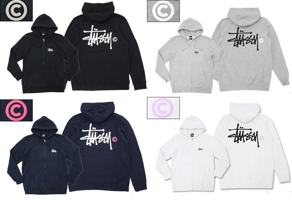 超搶手】全新正品2016 STUSSY BASIC LOGO ZIP HOODIE 拉鍊外套黑色XL