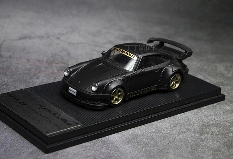 MlodelCollect164 保時捷 RWB 930 啞黑高尾翼 合金汽車模型