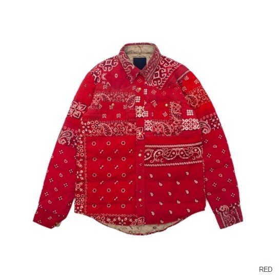 日貨代購CITY】VISVIM KERCHIEF DOWN JKT 拼接鋪棉夾克深藍腰果花民族