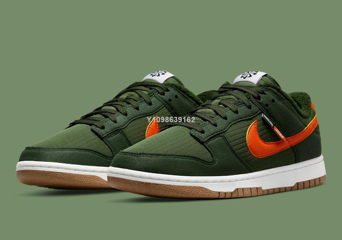 代購】Nike Dunk Low Sequoia Olive 軍綠橘勾低幫休閒滑板鞋DD3358-300