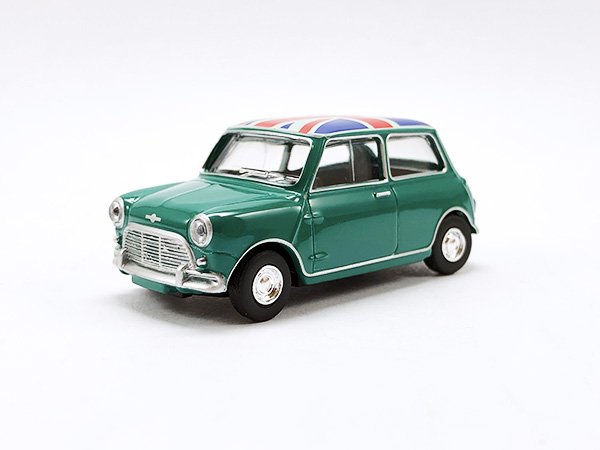 秉田屋】現貨Norev Mini Austin Morris Cooper S 1963 綠/英國旗1/64