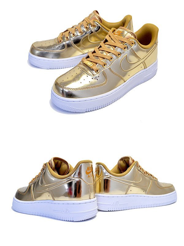 CodE= NIKE W AIR FORCE 1 SP 金屬皮革籃球鞋(金)CQ6566-700