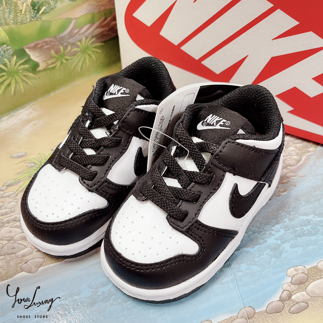 Luxury】 Nike Dunk Low 童鞋黑白熊貓黑橘運動鞋寶寶鞋兒童休閒鞋情侶