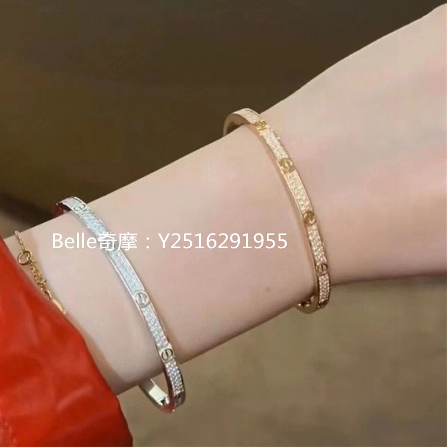 流當奢品 Cartier 卡地亞 LOVE窄版滿天星手鐲 18K黃金鑽石手環 N6710617 真品二手