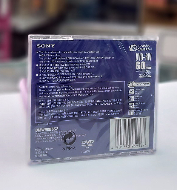 庫存品出清SONY 2.8GB 8cm 視頻DVD-RW/60MIN 可重覆燒錄手持式攝影專用