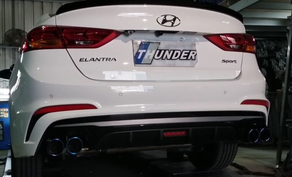 @沙鹿阿吐@ HYUNDAI 現代 ELANTRA TURBO 1.6CC 改裝雷力排氣管.單桶四出超跑尾段.白鐵尾飾管