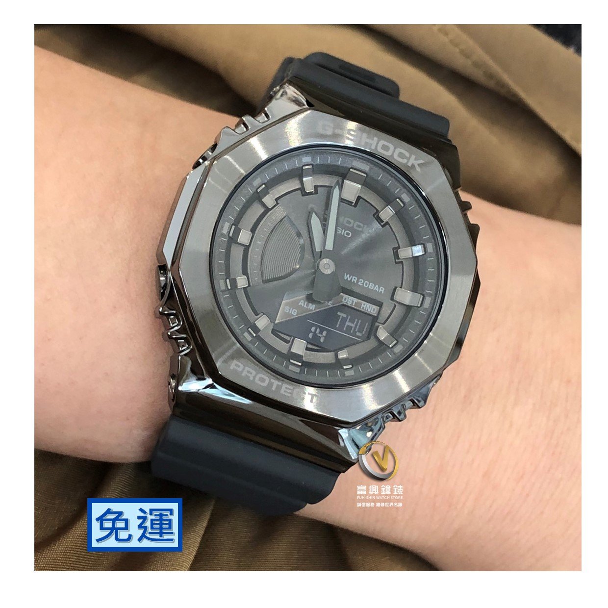 CASIO G-shock 八角殼設計造_髮絲紋金屬霧灰☆公司貨☆GM-S2100B-8A_