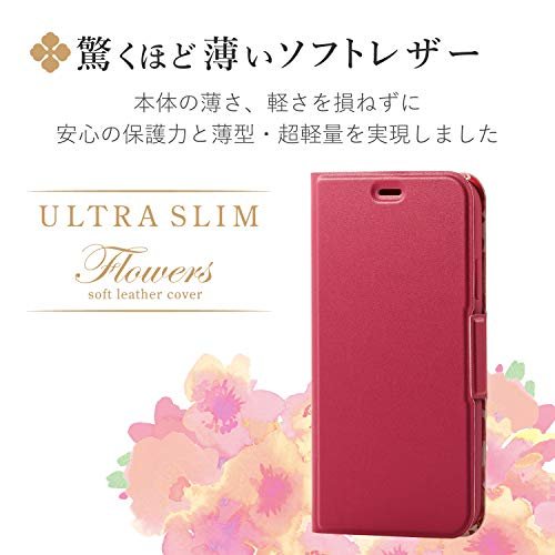 日本elecom iPhone 11 pro 超輕量抗衝擊花卉掀蓋式手機殼藍/紅手機套皮