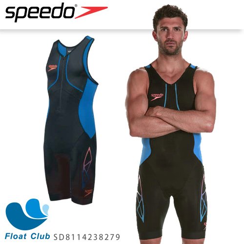 SPEEDO 男款無袖連身三鐵衣 Fastskin Xenon(黑/藍) SD8114238279