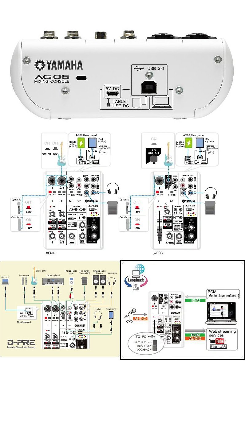 100%YAMAHA AG06 混音器 USB介面 內建LOOP功能 USB介面 mixer 直播必用 調音台