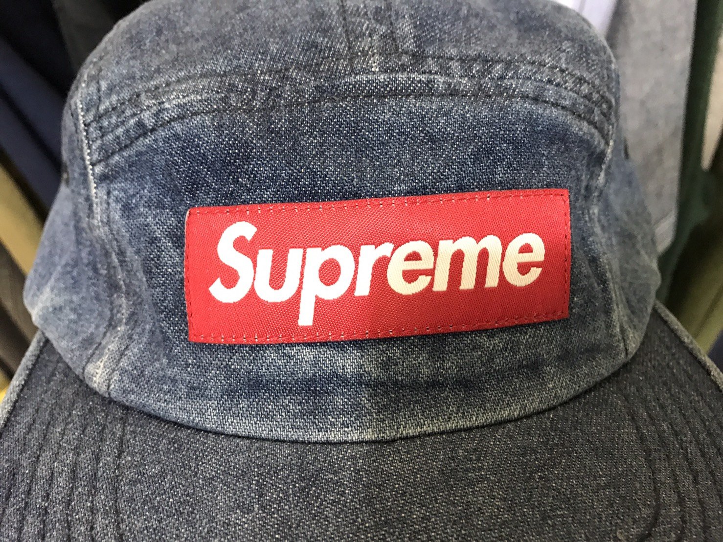 Supreme 18 S/S 18SS Washed Chino Twill Camp cap 五分割丹寧水洗牛仔