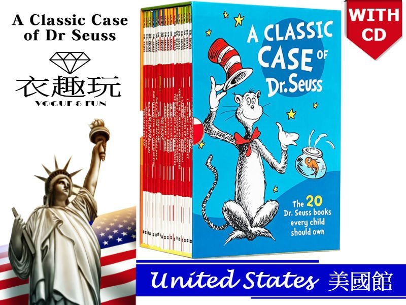 超值現貨】A Classic Case of Dr.Seuss蘇斯博士盒裝20冊英文繪本附1CD 