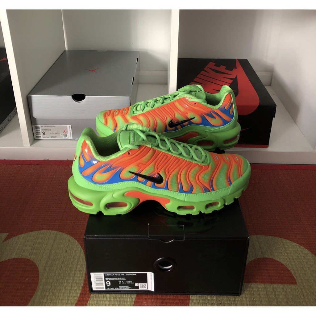 正品】全新Supreme x Nike Air Max Plus 綠橘休閒運動DA1472-300