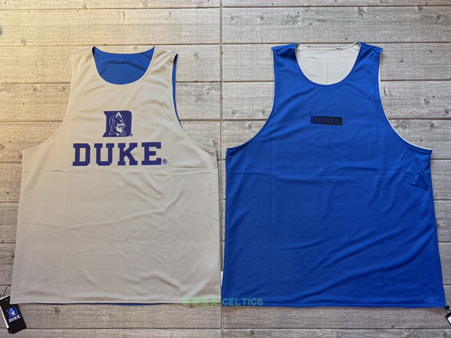 塞爾提克~NCAA 美國大學籃球 男生 雙面背心 雙面球衣 經典網眼 吸濕快排 杜克大學 藍魔鬼 灰/寶藍~有大尺碼