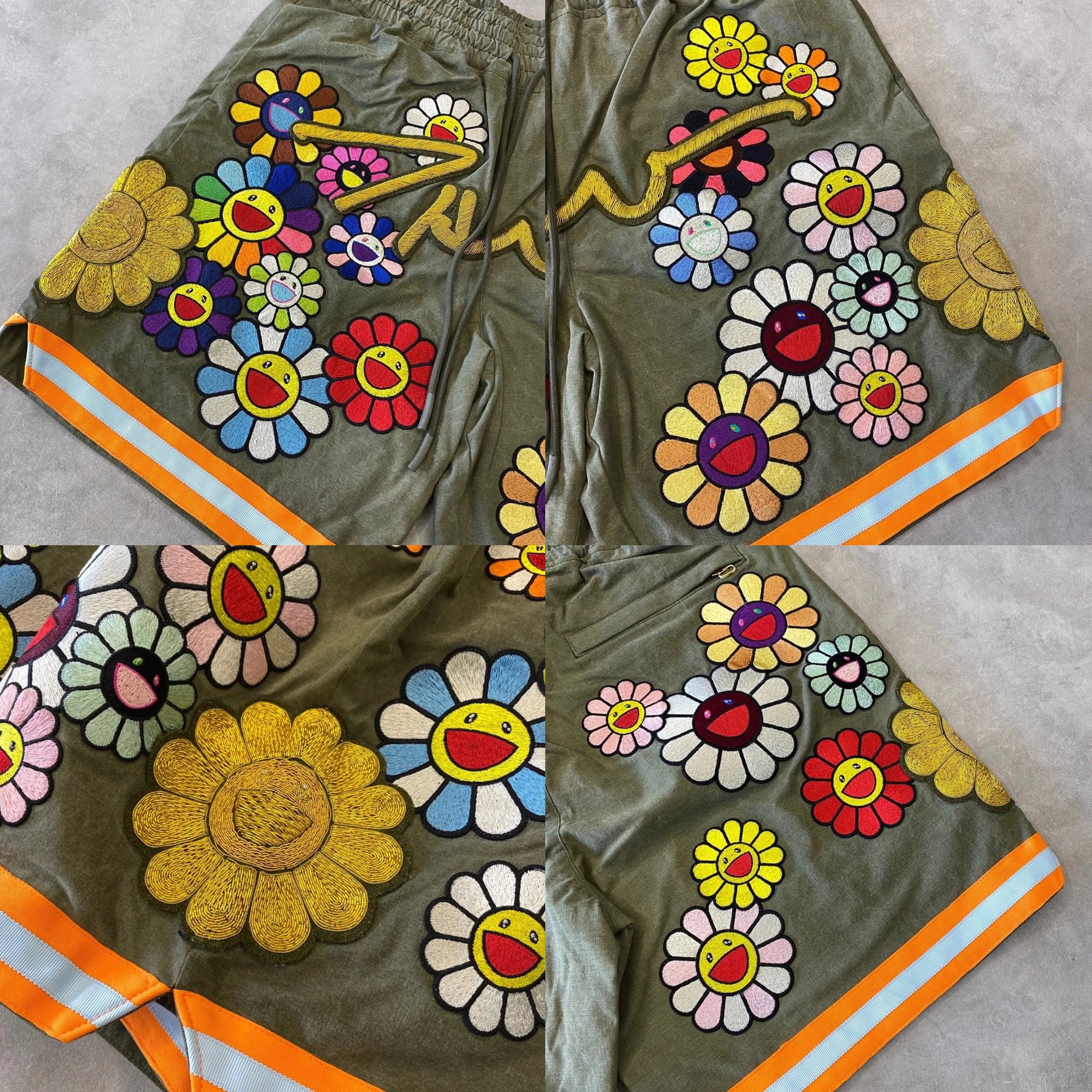 Takashi Murakami x READYMADE Flower Embroidery Jeans