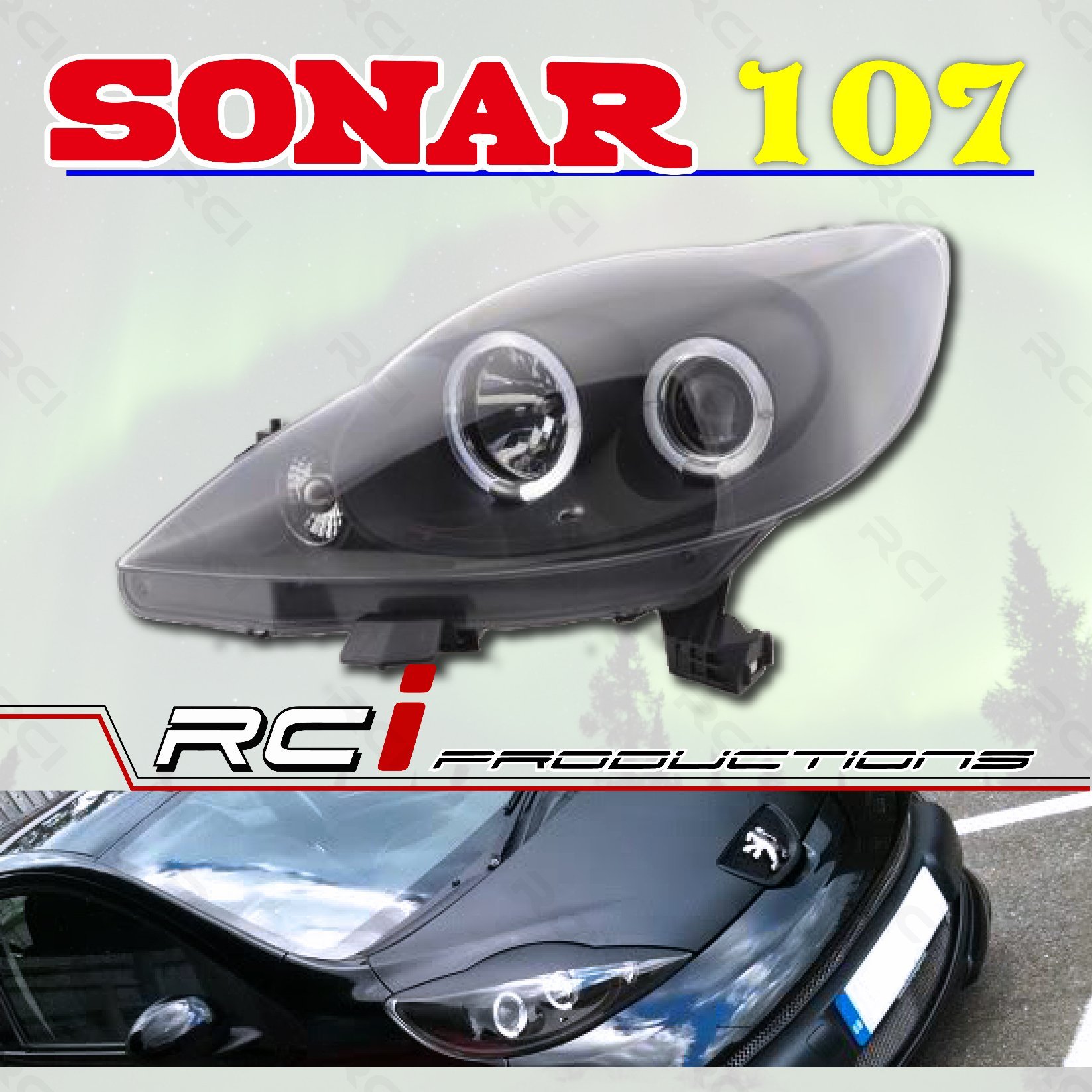 RC HID LED專賣店 Peugot 寶獅 107 05-UP 外銷精品 台灣SONAR製 光圈魚眼大燈組